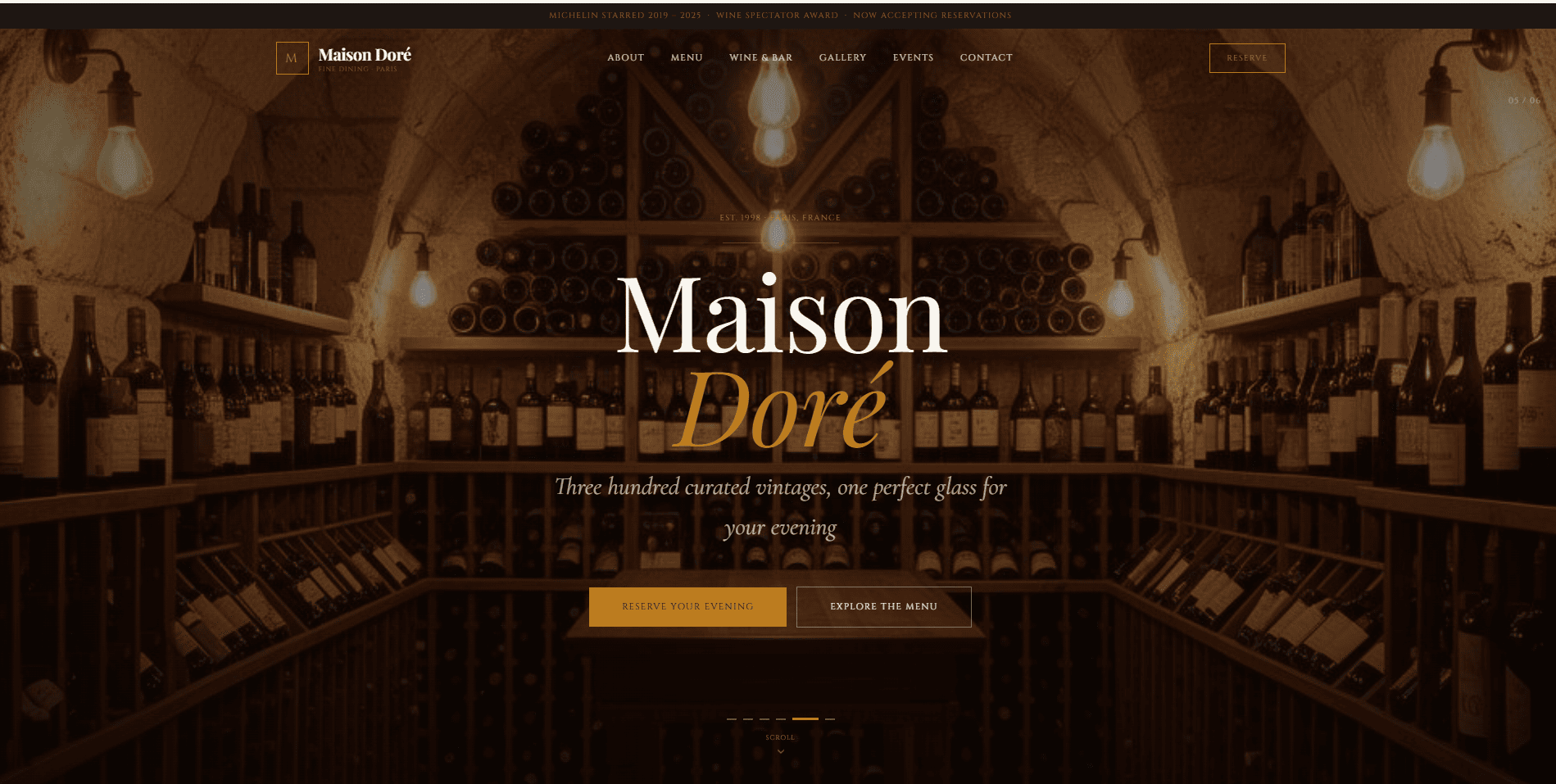 Boutique Maison website design for restaurant